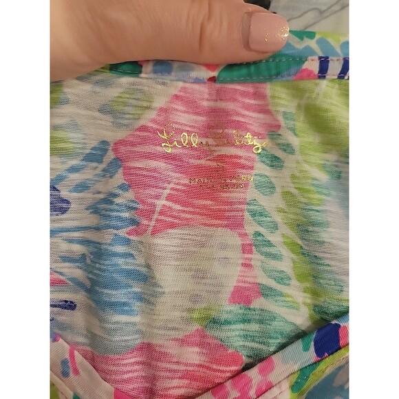 Lilly Pulitzer Etta V-Neck Top in Pink Raise The Bar Pineapple Print S Preppy - Picture 6 of 8